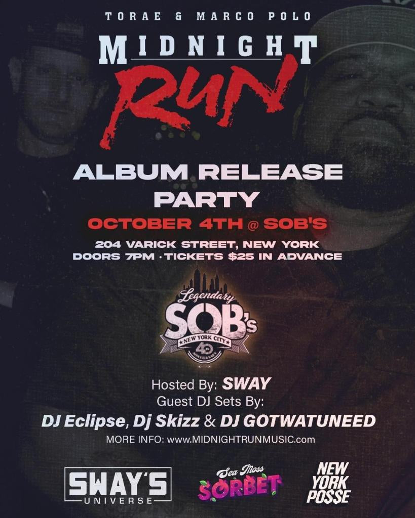 Torae & Marco Polo Present "Midnight Run" The Album Release Party