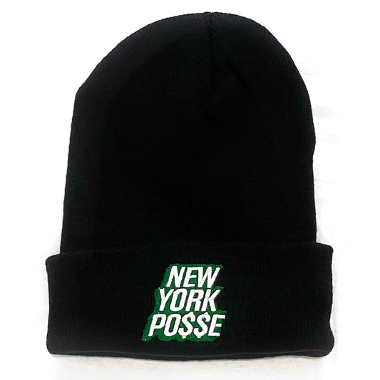 New York Posse Black Green and White Beanie