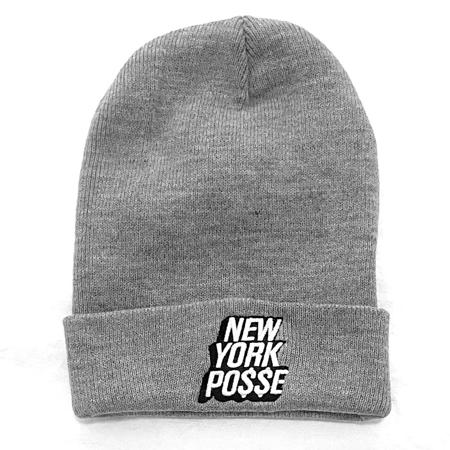 New York Posse Heather Grey Black and White Beanie